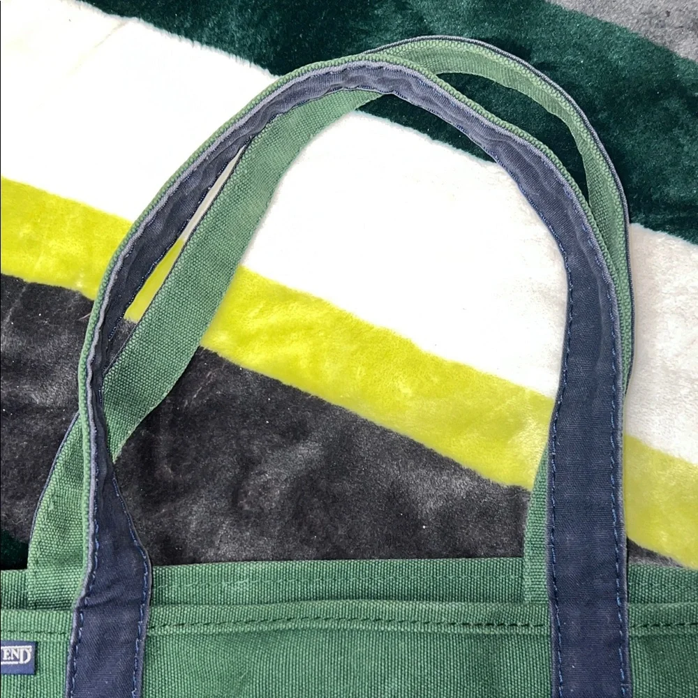 LANDS END XL Green and Navy Tote Bag